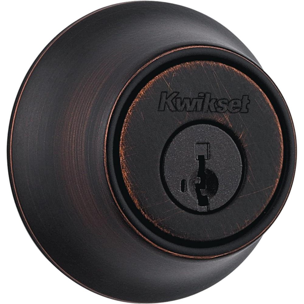 imageKwikset 660 Deadbolt Deadbolt Lock Antique Brass Round Exterior Keyed Front Entry Door Pick Resistant SmartKey Rekey Security Single Cylinder Dead Bolt with Microban ProtectionVenetian Bronze
