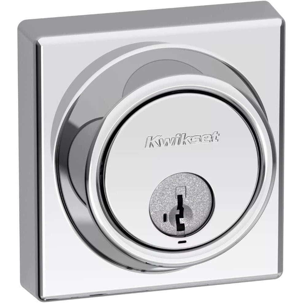 imageKwikset 816 KeyControl Deadbolt Deadbolt Lock Matte Black Round Exterior Keyed Front Entry Door Pick Resistant SmartKey Rekey Security Single Cylinder Dead Bolt with Microban ProtectionPolished Chrome