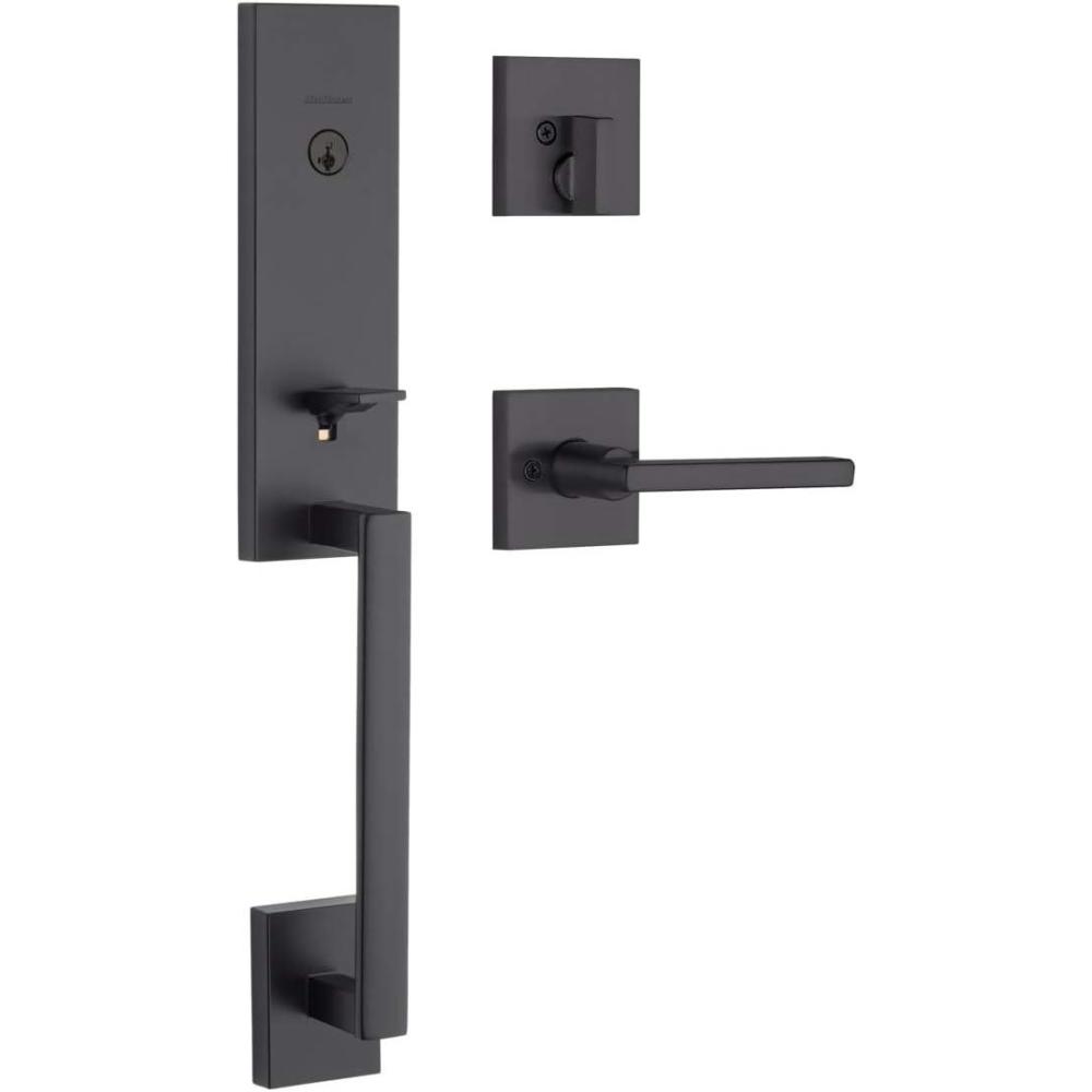imageKwikset 98180015 818VNHxHFL SQT 514 SMT CP Vancouver Handleset with Halifax  Matte BlackMatte Black
