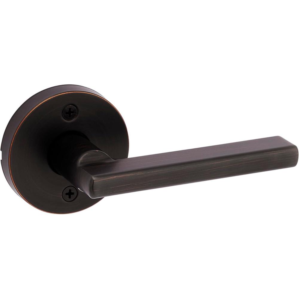 imageKwikset Halifax Entry Door Handle with Lock and Key Secure Keyed Reversible Lever Exterior for Front Entrance and Bedrooms Satin Brass Pick Resistant Smartkey Rekey Security and MicrobanVenetian Bronze