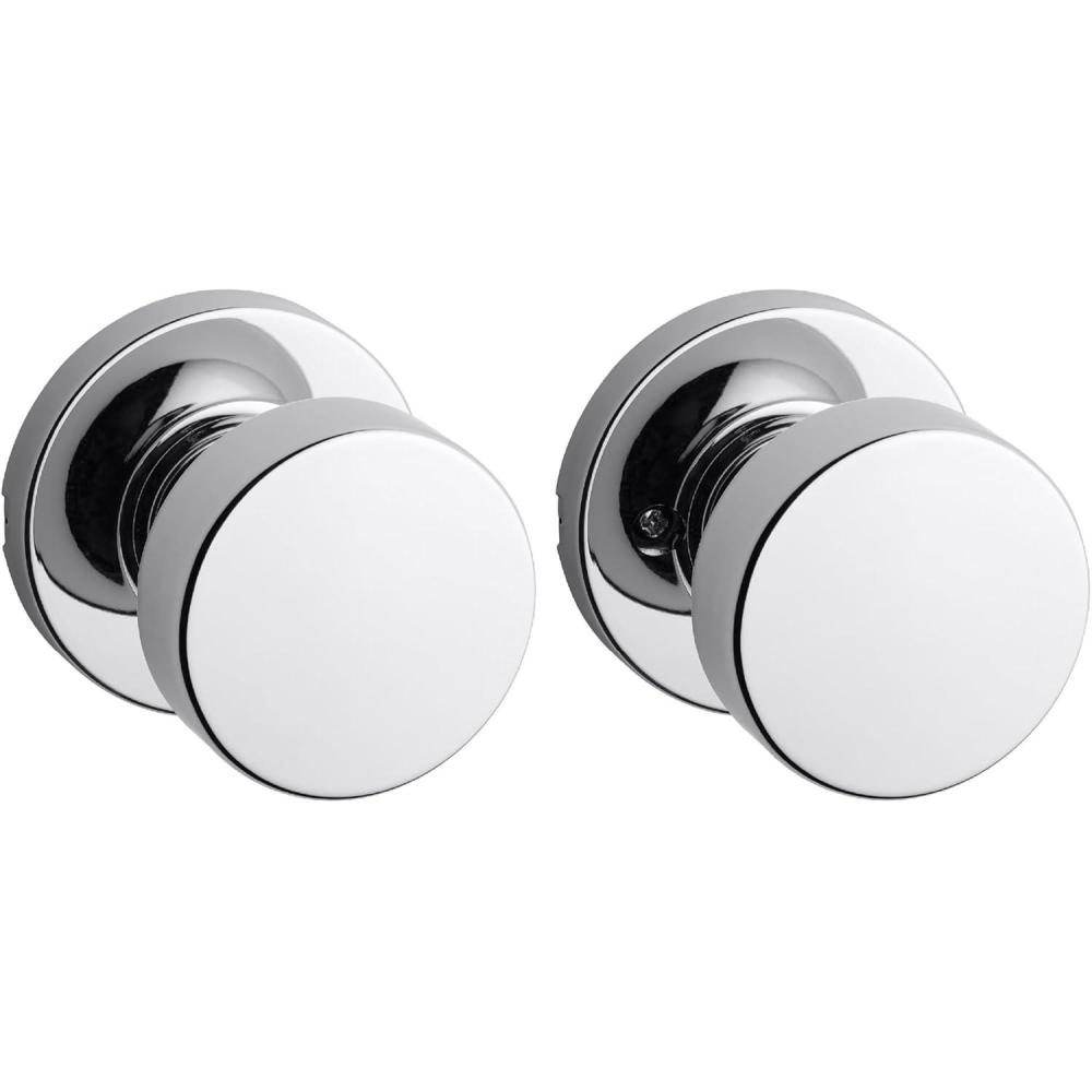 imageKwikset Pismo Interior Passage Door Knob Handle For Closet and Hallway Doors NonLocking Doorknob Polished Chrome Round Rose
