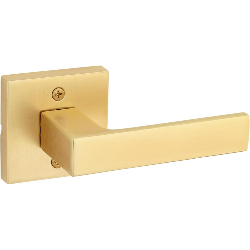 imageKwikset Singapore Interior Privacy Door Handle with Lock Door Lever For Bathroom and Bedroom Matte Black Reversible Keyless Turn Lock with Microban ProtectionSatin Brass