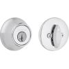 Kwikset 660 Deadbolt Deadbolt Lock, Antique Brass Round Exterior Keyed Front Entry Door, Pick Resistant SmartKey Rekey Security, Single Cylinder Dead Bolt, with Microban Protection(Polished Chrome)
