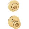 Kwikset 690 Tylo Entry Knob and Single Cylinder Deadbolt Combo 1-Pack, Satin Chrome(Polished Brass)