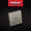 Kwikset Downtown Deadbolt Lock, Satin Brass Square Exterior Keyed Front Entry Door, Pick Resistant SmartKey Rekey Security, Single Cylinder Dead Bolt, with Microban Protection(Satin Nickel)