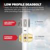 Kwikset Downtown Deadbolt Lock, Satin Brass Square Exterior Keyed Front Entry Door, Pick Resistant SmartKey Rekey Security, Single Cylinder Dead Bolt, with Microban Protection(Satin Nickel)