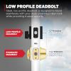 Kwikset Downtown Deadbolt Lock, Satin Brass Square Exterior Keyed Front Entry Door, Pick Resistant SmartKey Rekey Security, Single Cylinder Dead Bolt, with Microban Protection(Matte Black)