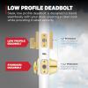 Kwikset Downtown Deadbolt Lock, Satin Brass Square Exterior Keyed Front Entry Door, Pick Resistant SmartKey Rekey Security, Single Cylinder Dead Bolt, with Microban Protection(Satin Brass)