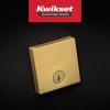 Kwikset Downtown Deadbolt Lock, Satin Brass Square Exterior Keyed Front Entry Door, Pick Resistant SmartKey Rekey Security, Single Cylinder Dead Bolt, with Microban Protection(Satin Brass)