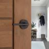Kwikset Halifax Entry Door Handle with Lock and Key, Secure Keyed Reversible Lever Exterior, for Front Entrance and Bedrooms, Satin Brass, Pick Resistant Smartkey Rekey Security and Microban(Venetian Bronze)