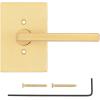 Kwikset Halifax Interior Privacy Door Handle with Lock, Door Lever For Bathroom and Bedroom, Matte Black Reversible Keyless Push Button Lock Door Lever, with Microban Protection(Satin Brass)