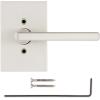 Kwikset Halifax Interior Privacy Door Handle with Lock, Door Lever For Bathroom and Bedroom, Matte Black Reversible Keyless Push Button Lock Door Lever, with Microban Protection(Satin Nickel)