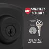 Kwikset Henley Front Door Lock Handle and Deadbolt Set, Entry Handleset Exterior with Interior Reversible Lever, Satin Nickel, Pick Resistant SmartKey Rekey Deadbolt Security, with Microban Protection(Matte Black)