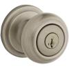 Kwikset Juno Interior Privacy Door Knob with Lock, Door Handle For Bathroom and Bedroom, Satin Nickel Keyless Turn Lock Doorknob, with Microban Protection(Antique Brass)
