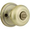 Kwikset Juno Interior Privacy Door Knob with Lock, Door Handle For Bathroom and Bedroom, Satin Nickel Keyless Turn Lock Doorknob, with Microban Protection(Antique Brass)
