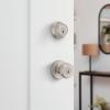 Kwikset Maven Front Door Lock Handle and Deadbolt Set, Entry Handleset Round Exterior with Interior Door Knob, Secure Locking Deadbolt, Matte Black, with Microban Protection(Satin Nickel)
