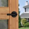 Kwikset Milan Entry Door Handle with Lock and Key, Secure Keyed Reversible Lever Exterior, Doorlock, For Front Entrance and Bedrooms, Matte Black, Pick Resistant Smartkey Rekey Security
