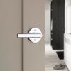 Kwikset Milan Interior Privacy Door Handle with Lock, Door Lever For Bathroom and Bedroom, Polished Chrome Reversible Keyless Push Button Lock Door Lever