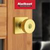 Kwikset Pismo Entry Door Knob with Lock and Key, Secure Keyed Handle Exterior, Front Entrance and Bedroom, Matte Black, Pick Resistant SmartKey Rekey Security and Microban(Satin Brass)