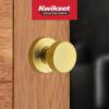 Kwikset Pismo Interior Passage Door Knob, Handle For Closet and Hallway Doors, Non-Locking Doorknob in Matte Black, with Microban Protection(Satin Brass)