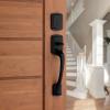 Kwikset Prague Front Door Lock Handle and Deadbolt Set, Entry Handleset Exterior with Interior Door Knob, Matte Black, Pick Resistant SmartKey Rekey Deadbolt Security, 98180-026(Matte Black)