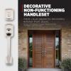 Kwikset Prague Front Door Lock Handle and Deadbolt Set, Entry Handleset Exterior with Interior Door Knob, Matte Black, Pick Resistant SmartKey Rekey Deadbolt Security, 98180-026(Satin Nickel)