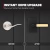 Kwikset Prava Entry Door Knurled Handle with Lock and Key, Secure Keyed Reversible Lever Exterior, for Front Entrance and Bedrooms, Satin Brass, Pick Resistant Smartkey Rekey Security and Microban(Matte Black & Satin Brass)