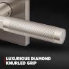 Kwikset Prava Entry Door Knurled Handle with Lock and Key, Secure Keyed Reversible Lever Exterior, for Front Entrance and Bedrooms, Satin Brass, Pick Resistant Smartkey Rekey Security and Microban(Satin Nickel)