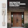 Kwikset San Clemente Front Door Lock Handle and Deadbolt Set, Entry Handleset Exterior with Interior Reversible Lever, Satin Nickel, Pick Resistant SmartKey Rekey Deadbolt Security(Satin Nickel)