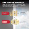 Kwikset San Clemente Front Door Lock Handle and Deadbolt Set, Entry Handleset Exterior with Interior Reversible Lever, Satin Nickel, Pick Resistant SmartKey Rekey Deadbolt Security(Satin Brass)