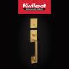 Kwikset San Clemente Front Door Lock Handle and Deadbolt Set, Entry Handleset Exterior with Interior Reversible Lever, Satin Nickel, Pick Resistant SmartKey Rekey Deadbolt Security(Satin Brass)