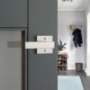 Kwikset Singapore Interior Privacy Door Handle with Lock, Door Lever For Bathroom and Bedroom, Matte Black Reversible Keyless Turn Lock, with Microban Protection(Satin Nickel)