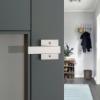 Kwikset Singapore Interior Privacy Door Handle with Lock, Door Lever For Bathroom and Bedroom, Matte Black Reversible Keyless Turn Lock, with Microban Protection(Satin Nickel)