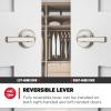 Kwikset Trafford Entry Door Handle with Lock and Key, Secure Keyed Reversible Lever Exterior, for Front Entrance and Bedrooms, Satin Nickel, Pick Resistant Smartkey Rekey Security and Microban(Satin Nickel)