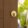 Kwikset Uptown Deadbolt Lock, Matte Black Round Exterior Keyed Front Entry Door, Pick Resistant SmartKey Rekey Security, Single Cylinder Dead Bolt, with Microban Protection(Satin Brass)