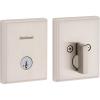 Kwikset Crosstown Deadbolt Lock, Matte Black, Rectangular Exterior Keyed Front Entry Door,(Satin Nickel)