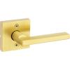 Kwikset Halifax Interior Privacy Door Handle with Lock, Door Lever For Bathroom and Bedroom, Matte Black Reversible Keyless Push Button Lock Door Lever, with Microban Protection, Square Rose(Satin Brass)
