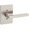 Kwikset Halifax Interior Privacy Door Handle with Lock, Door Lever For Bathroom and Bedroom, Matte Black Reversible Keyless Push Button Lock Door Lever, with Microban Protection(Satin Nickel)