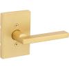 Kwikset Halifax Interior Privacy Door Handle with Lock, Door Lever For Bathroom and Bedroom, Matte Black Reversible Keyless Push Button Lock Door Lever, with Microban Protection(Satin Brass)