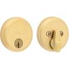 Kwikset Hometown Deadbolt Lock, Satin Brass, Round Exterior Keyed Front Entry Door, Pick Resistant SmartKey Rekey Security, Single Cylinder Dead Bolt Door Lock, with Microban Protection(Satin Brass)