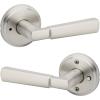 imageKwikset Perth Interior Passage Door Handle Lever for Closet and Hallway Doors Reversible NonLocking Handle Lever Satin Nickel with Microban ProtectionSatin Nickel