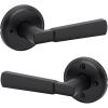 imageKwikset Perth Interior Passage Door Handle Lever for Closet and Hallway Doors Reversible NonLocking Handle Lever Satin Nickel with Microban ProtectionMatte Black
