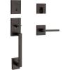 Kwikset San Clemente Front Door Lock Handle and Deadbolt Set, Entry Handleset Exterior with Interior Reversible Lever, Satin Nickel, Pick Resistant SmartKey Rekey Deadbolt Security(Venetian Bronze)