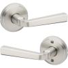Kwikset Trafford Entry Door Handle with Lock and Key, Secure Keyed Reversible Lever Exterior, for Front Entrance and Bedrooms, Satin Nickel, Pick Resistant Smartkey Rekey Security and Microban(Satin Nickel)