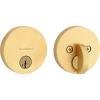 Kwikset Uptown Deadbolt Lock, Matte Black Round Exterior Keyed Front Entry Door, Pick Resistant SmartKey Rekey Security, Single Cylinder Dead Bolt, with Microban Protection(Satin Brass)