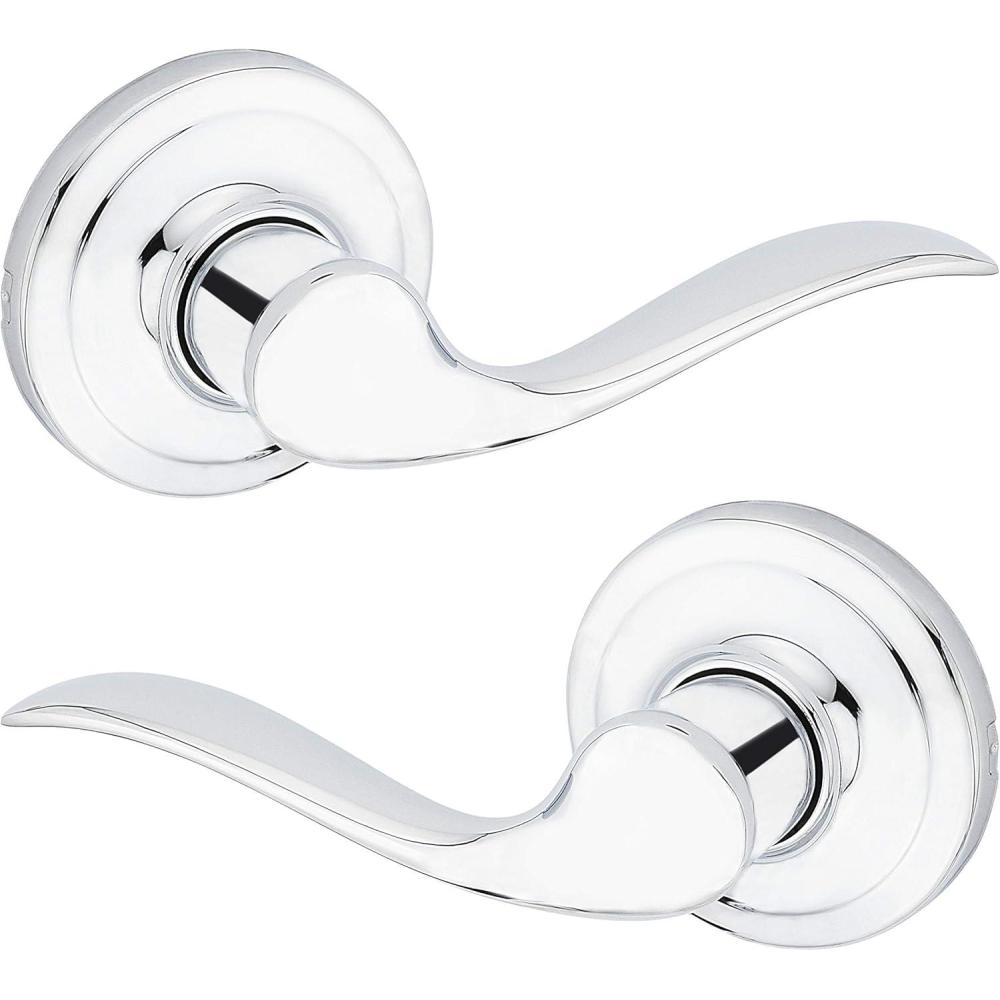 imageKwikset 991 Tustin Entry Lever and Single Cylinder Deadbolt Combo Pack featuring SmartKey in Satin Nickel Model Number 99910040Polished Chrome