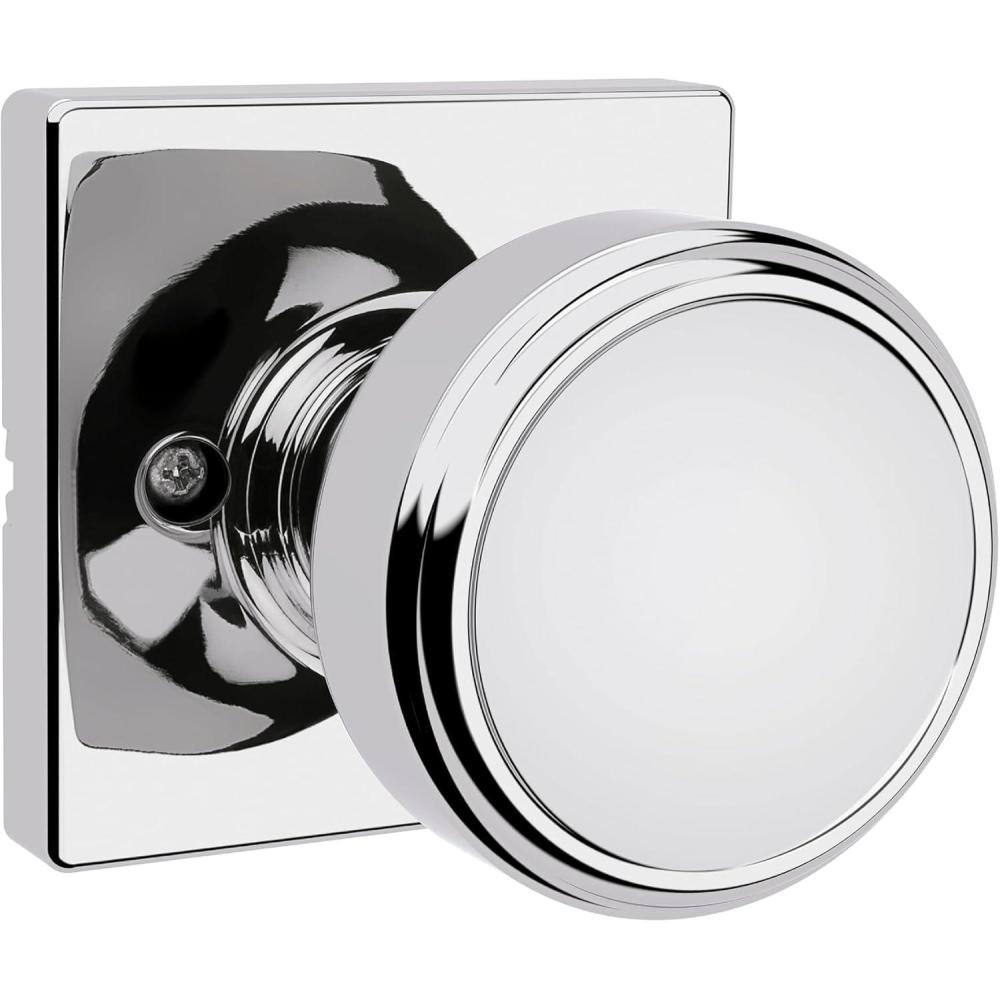 imageKwikset Maven Entry Door Knob with Lock and Key Secure Keyed Handle Exterior Front Entrance and Bedroom Satin Nickel 4 Pack Pick Resistant SmartKey Rekey Security and MicrobanPolished Chrome
