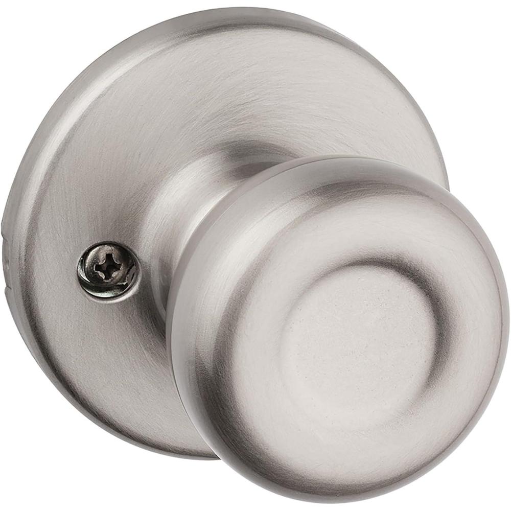 imageKwikset Tylo Entry Door Knob with Lock and Key Secure Keyed Handle Exterior Front Entrance and Bedroom Satin Nickel Pick Resistant SmartKey Rekey Security and MicrobanSatin Nickel