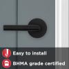 Kwikset 91540-030 Milan Door Handle Lever with Modern Contemporary Slim Round Design for Home Hallway or Closet Passage in Iron Black