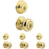 Kwikset 99910-035 Juno Entry Door Knob and Single Cylinder Deadbolt Combo Pack, 3, Venetian Bronze(Polished Brass)